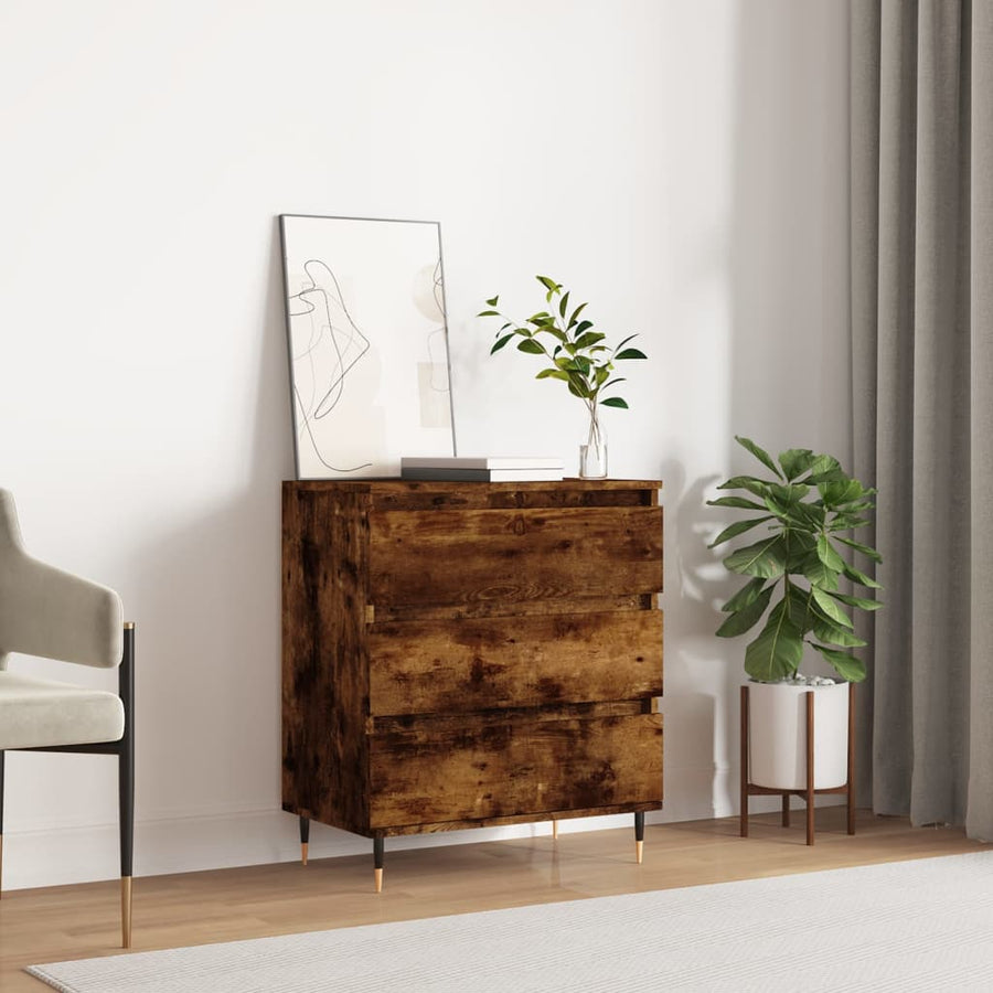 Dressoir 60X35X70 Cm Bewerkt Hout Kleurig Gerookt eiken