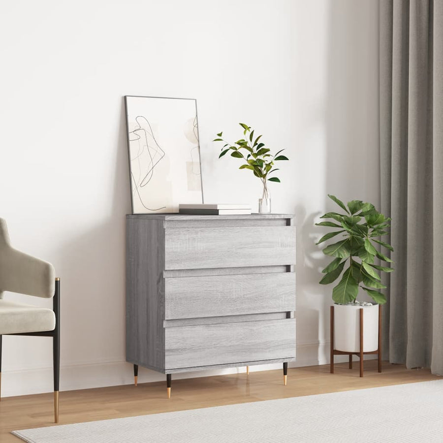 Dressoir 60X30X75 Cm Bewerkt Hout Eikenkleurig Grijs sonoma