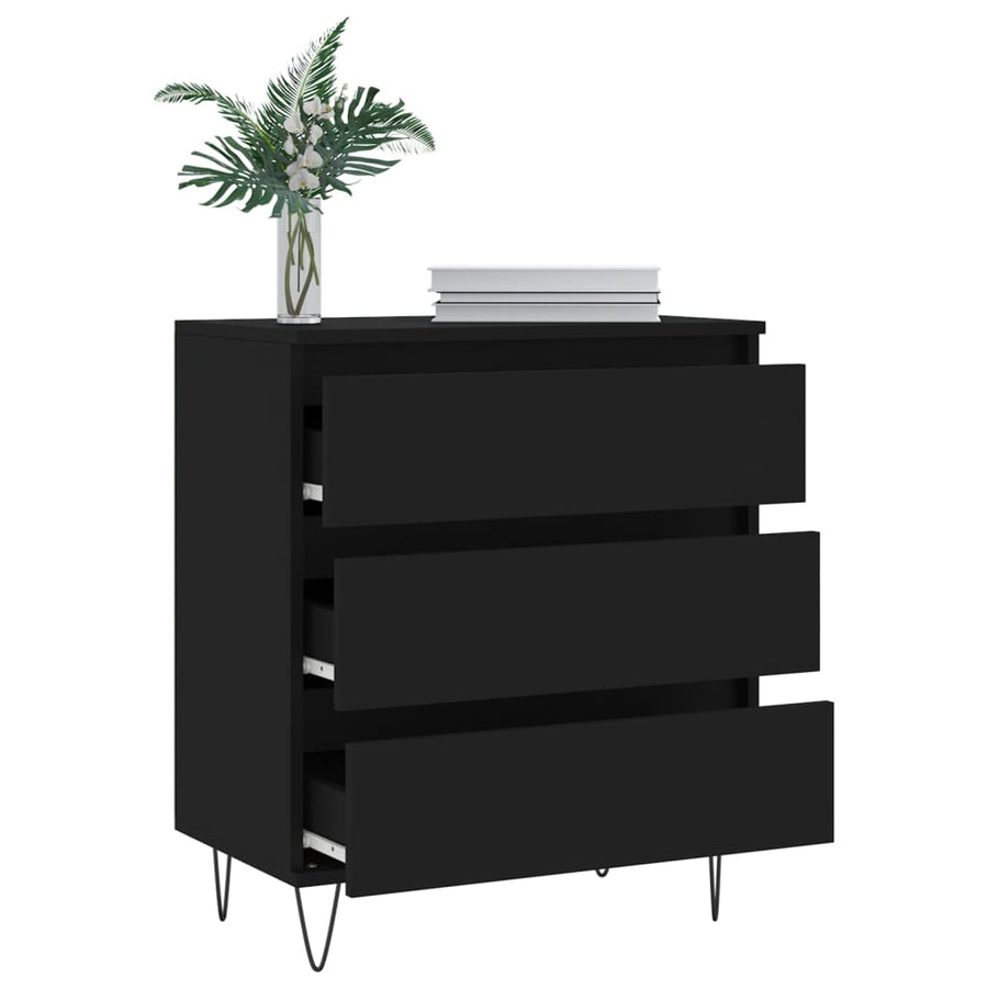 Dressoir 60X35X70 Cm Bewerkt Hout Zwart