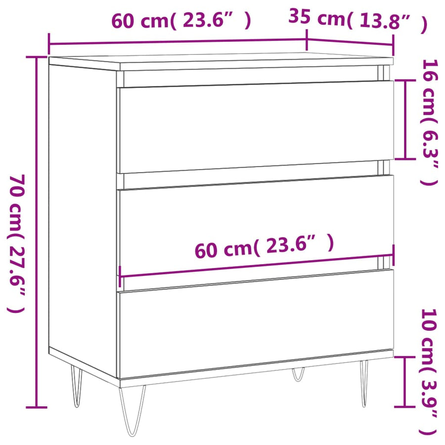 Dressoir 60X35X70 Cm Bewerkt Hout Zwart