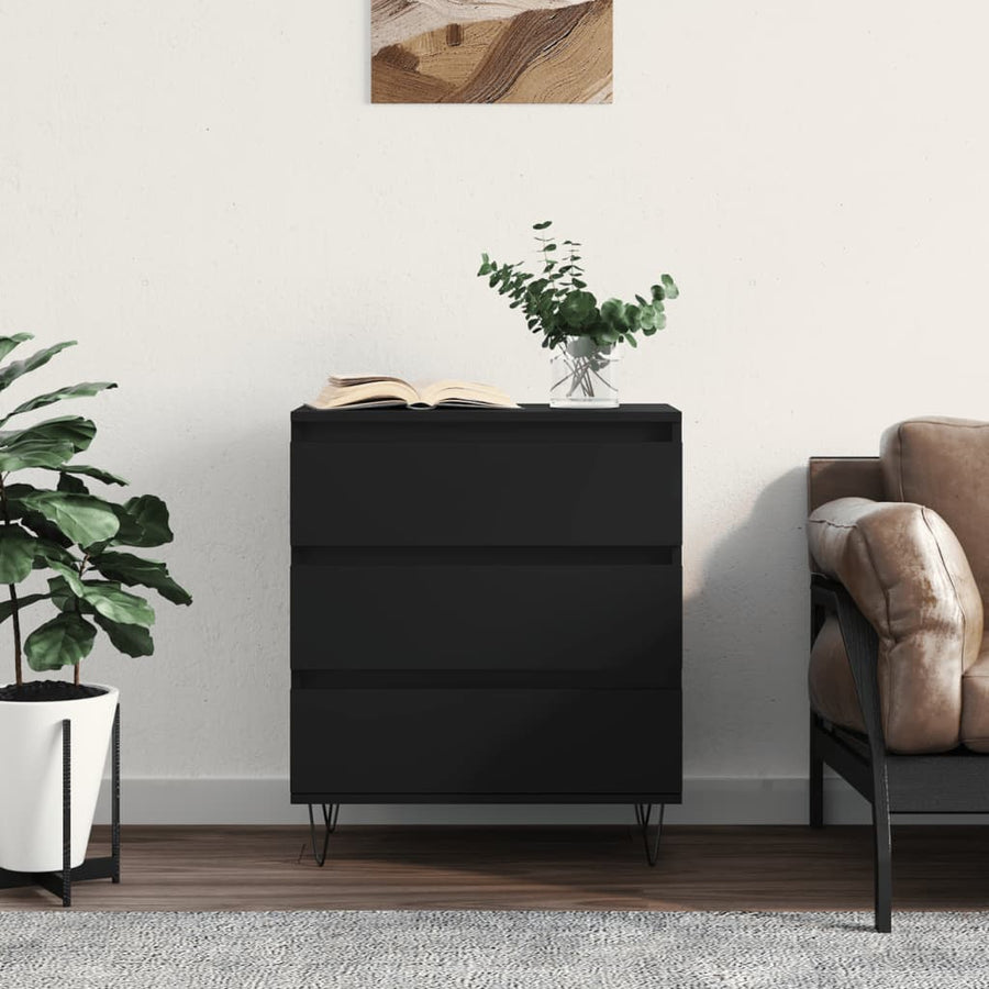 Dressoir 60X35X70 Cm Bewerkt Hout Zwart