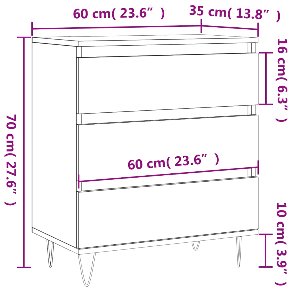 Dressoir 60X35X70 Cm Bewerkt Hout Betongrijs