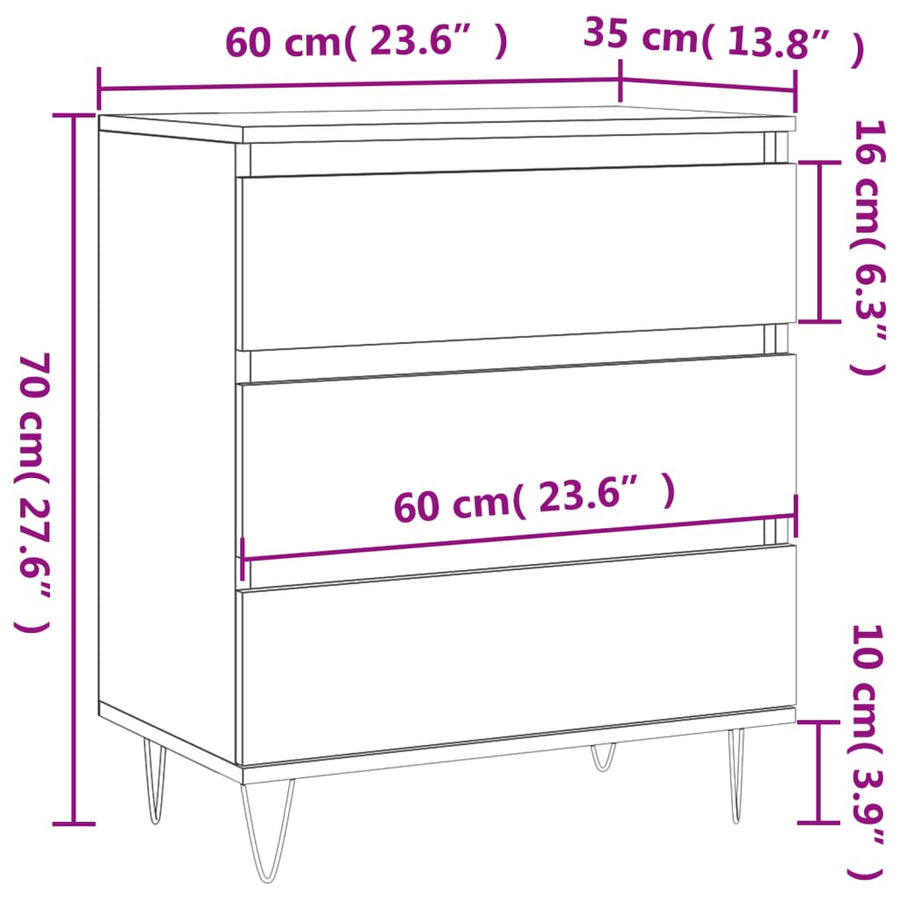Dressoir 60X35X70 Cm Bewerkt Hout Betongrijs