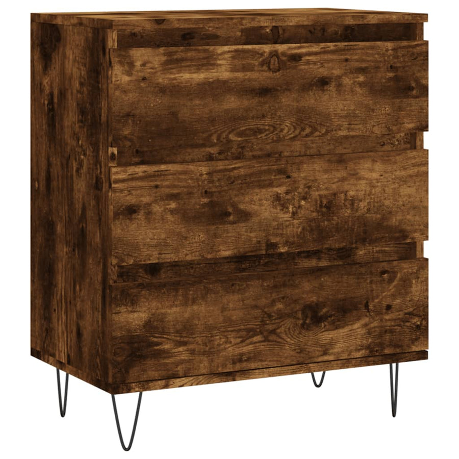 Dressoir 60X35X70 Cm Bewerkt Hout Gerookt Eikenkleurig