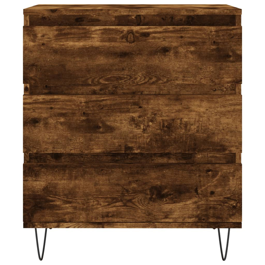 Dressoir 60X35X70 Cm Bewerkt Hout Gerookt Eikenkleurig