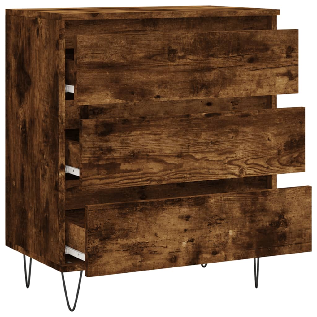 Dressoir 60X35X70 Cm Bewerkt Hout Gerookt Eikenkleurig
