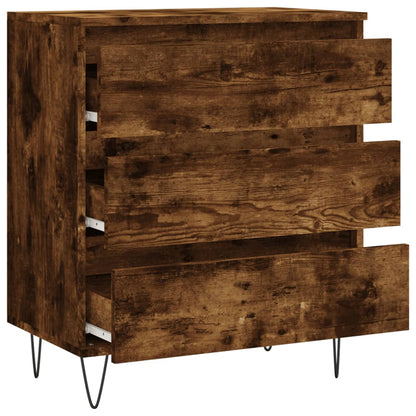 Dressoir 60X35X70 Cm Bewerkt Hout Gerookt Eikenkleurig