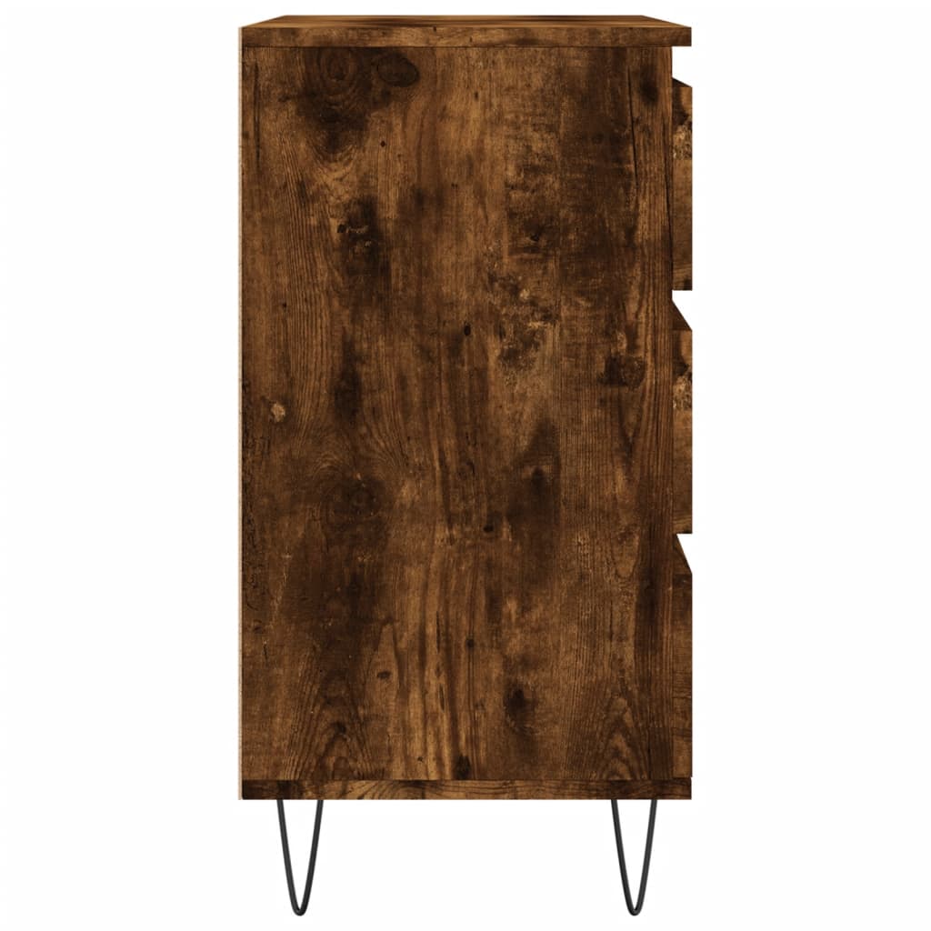 Dressoir 60X35X70 Cm Bewerkt Hout Gerookt Eikenkleurig