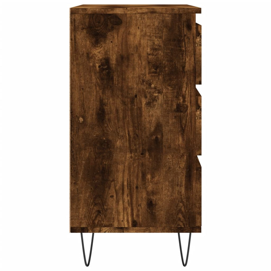 Dressoir 60X35X70 Cm Bewerkt Hout Gerookt Eikenkleurig