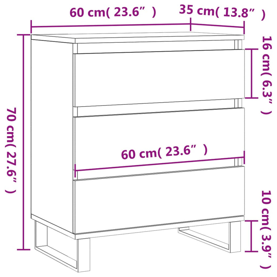 Dressoir 60X35X70 Cm Bewerkt Hout Wit