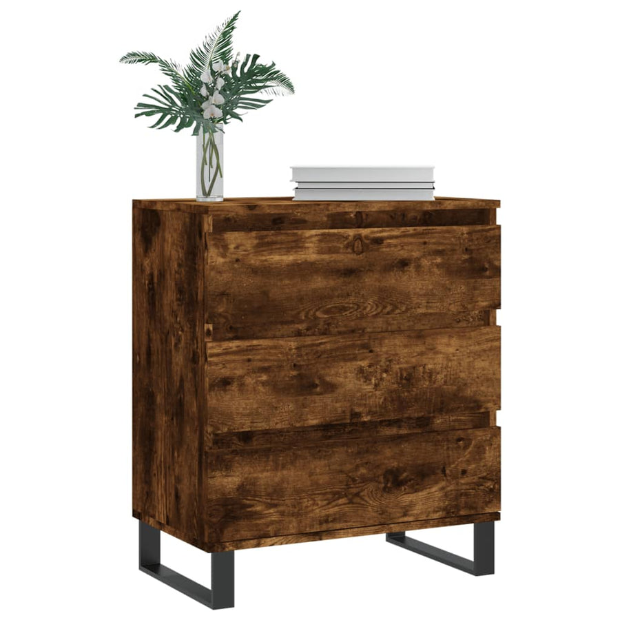 Dressoir 60X35X70 Cm Bewerkt Hout Kleurig Gerookt eiken