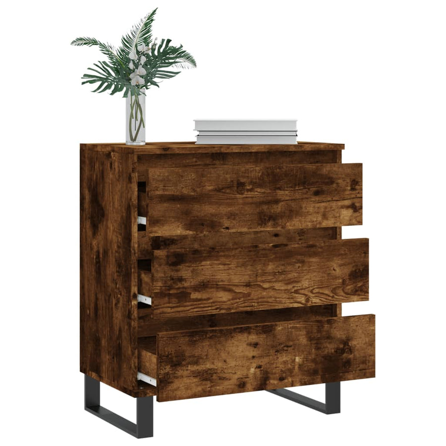 Dressoir 60X35X70 Cm Bewerkt Hout Kleurig Gerookt eiken