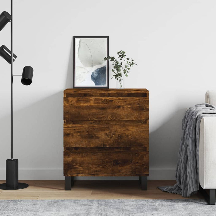 Dressoir 60X35X70 Cm Bewerkt Hout Kleurig Gerookt eiken