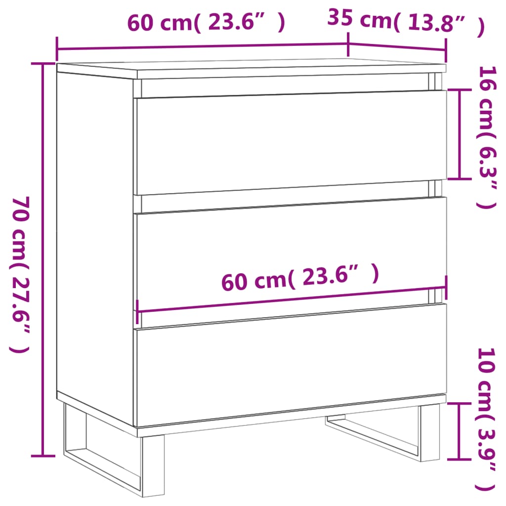 Dressoir 60X30X75 Cm Bewerkt Hout Grijs Sonoma Eikenkleurig