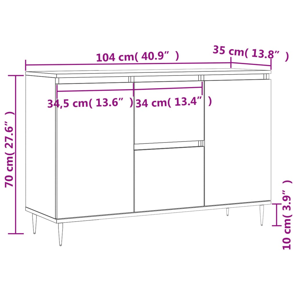 Dressoir 04X35X70 Cm Bewerkt Hout Wit