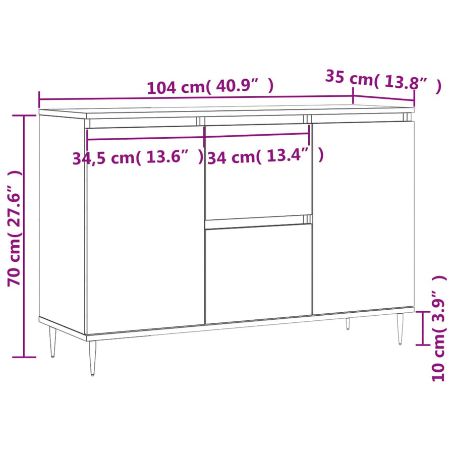Dressoir 04X35X70 Cm Bewerkt Hout Wit