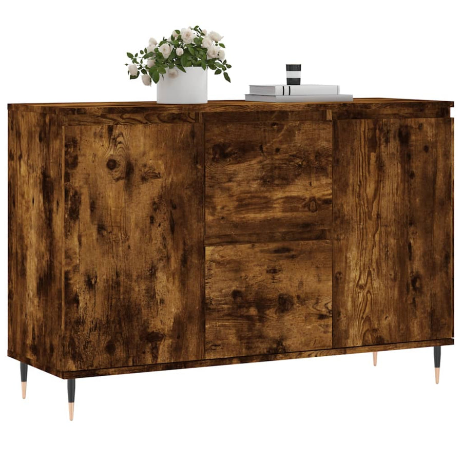 Dressoir 104X35X70 Cm Bewerkt Hout Gerookt Eikenkleurig
