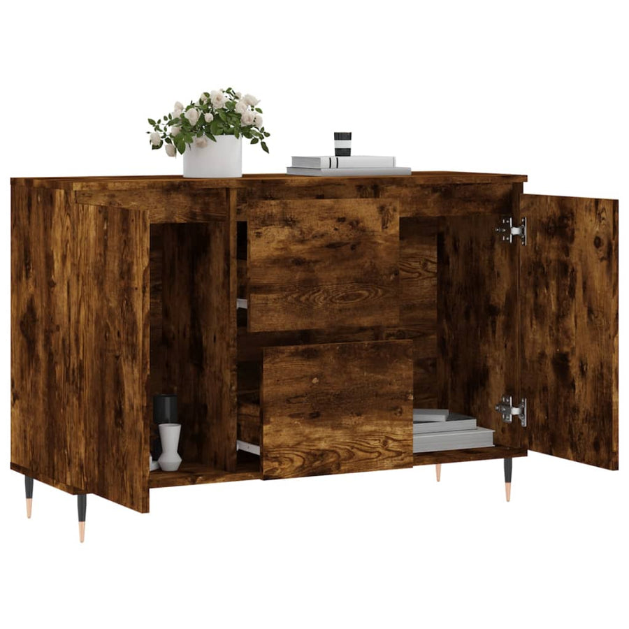 Dressoir 104X35X70 Cm Bewerkt Hout Gerookt Eikenkleurig