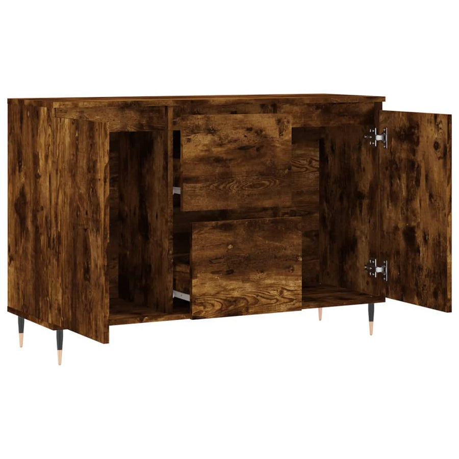 Dressoir 104X35X70 Cm Bewerkt Hout Gerookt Eikenkleurig