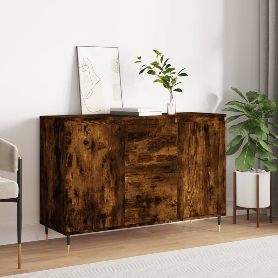 Dressoir 104X35X70 Cm Bewerkt Hout Gerookt Eikenkleurig