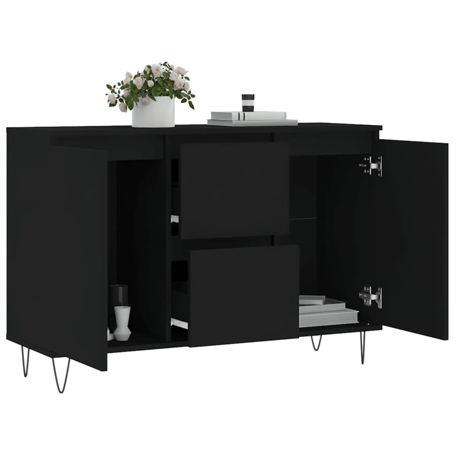 Dressoir 04X35X70 Cm Bewerkt Hout Zwart