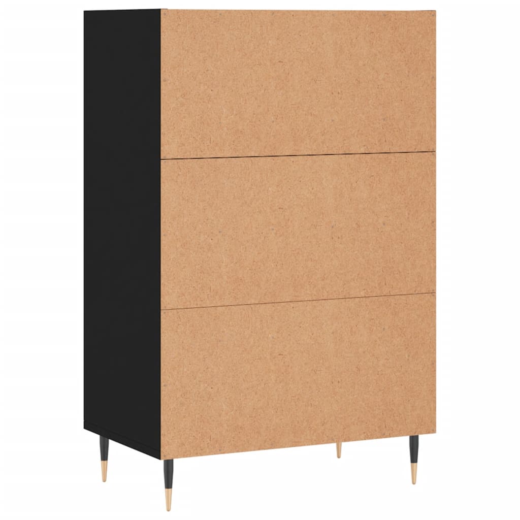 Hoge Kast 57X35X90 Cm Bewerkt Hout Zwart