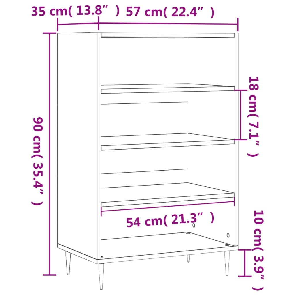 Hoge Kast 57X35X90 Cm Bewerkt Hout Zwart