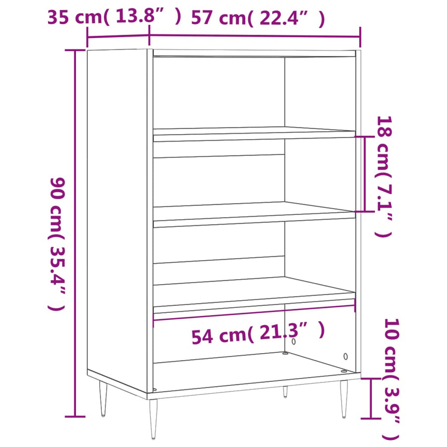 Hoge Kast 57X35X90 Cm Bewerkt Hout Sonoma Eikenkleurig