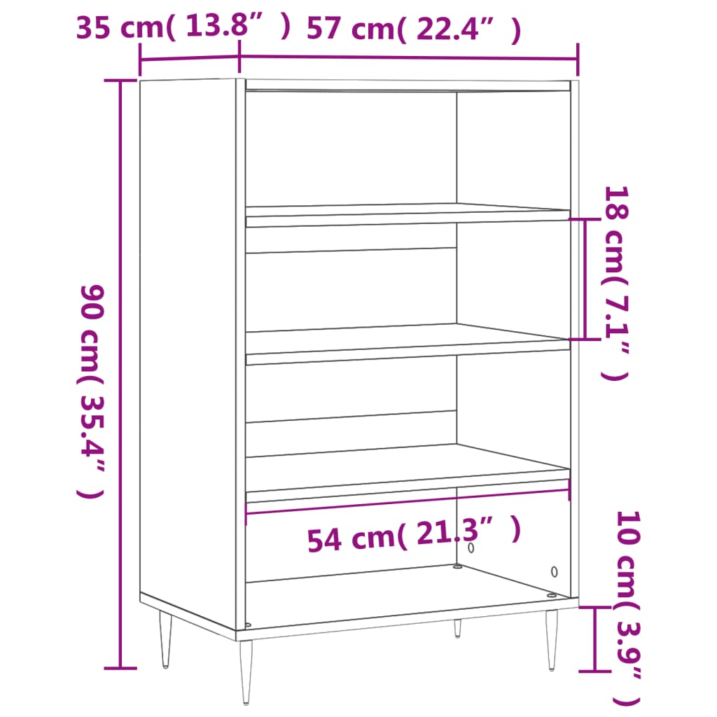 Hoge Kast 57X35X90 Cm Bewerkt Hout Betongrijs