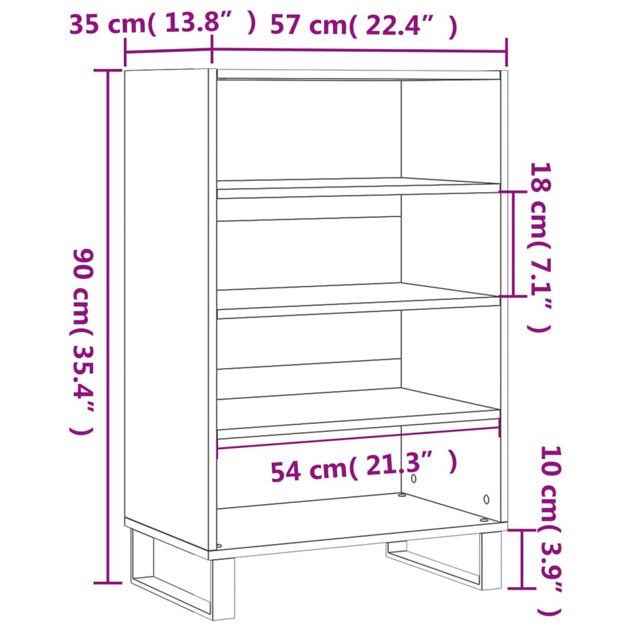 Hoge Kast 57X35X90 Cm Bewerkt Hout Wit