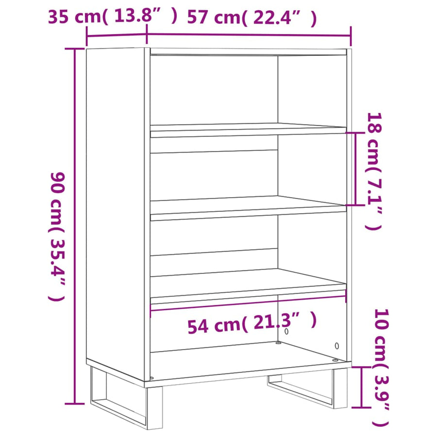 Hoge Kast 57X35X90 Cm Bewerkt Hout Betongrijs