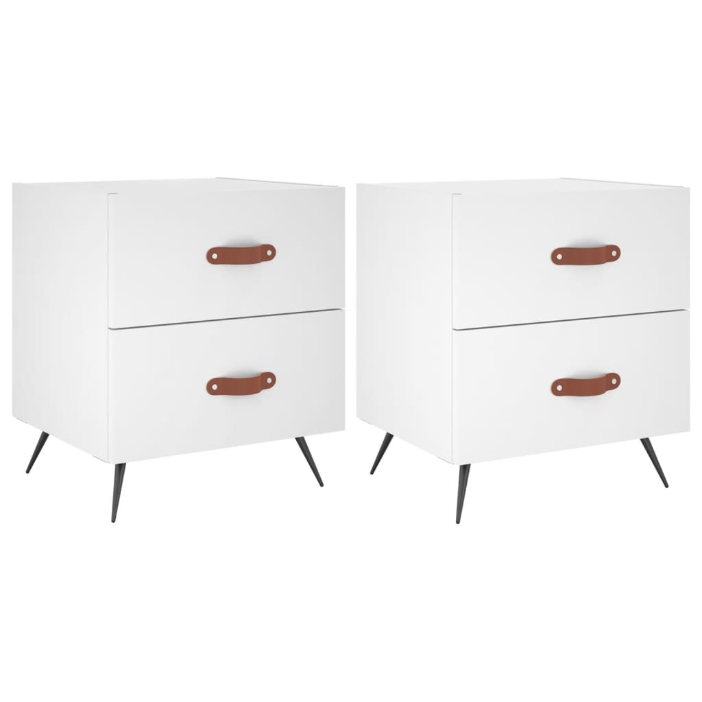 Nachtkastjes 2 St 40X35X47,5 Cm Bewerkt Hout Wit