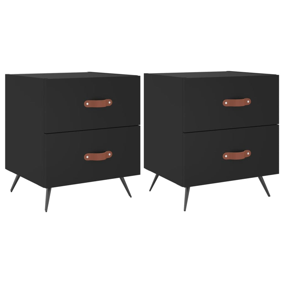 Nachtkastjes 2 St 40X35X47,5 Cm Bewerkt Hout Zwart