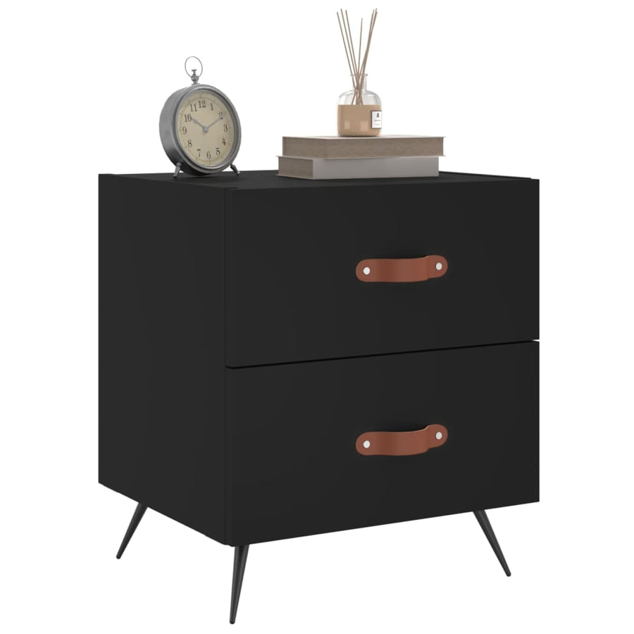 Nachtkastjes 2 St 40X35X47,5 Cm Bewerkt Hout Zwart