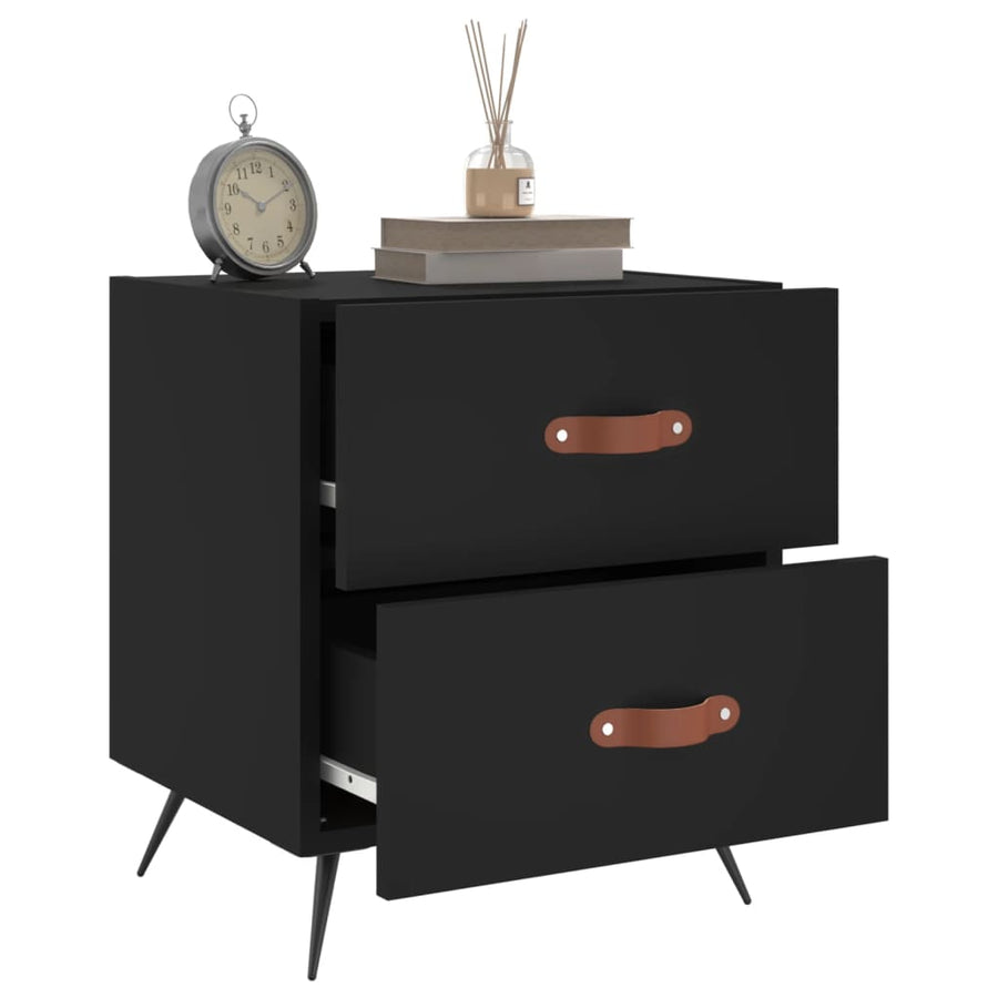 Nachtkastjes 2 St 40X35X47,5 Cm Bewerkt Hout Zwart