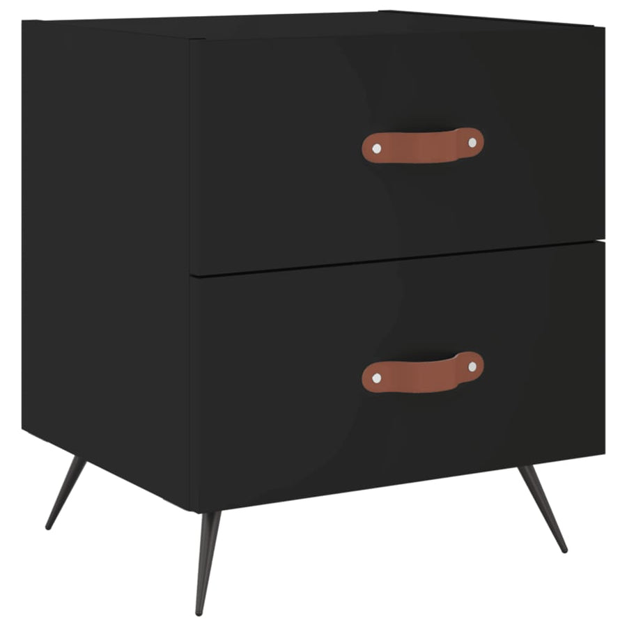 Nachtkastjes 2 St 40X35X47,5 Cm Bewerkt Hout Zwart