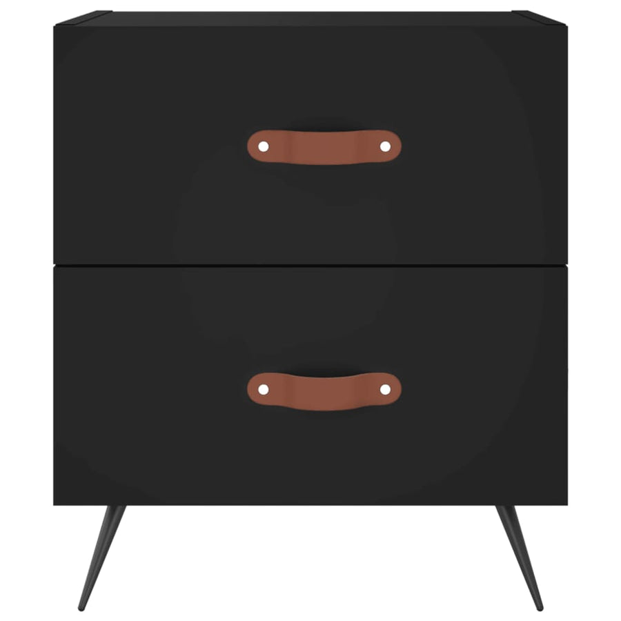 Nachtkastjes 2 St 40X35X47,5 Cm Bewerkt Hout Zwart