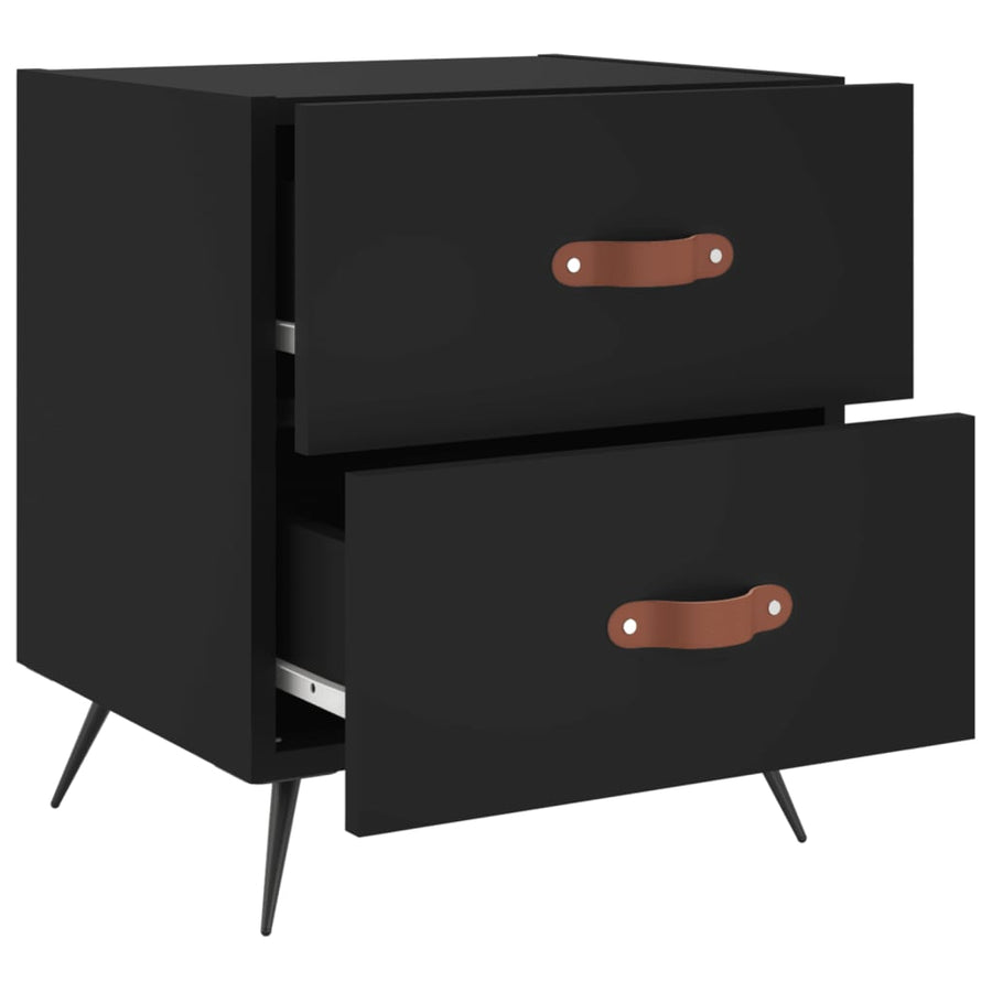 Nachtkastjes 2 St 40X35X47,5 Cm Bewerkt Hout Zwart
