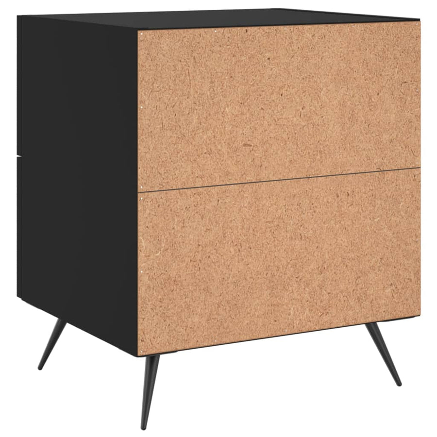 Nachtkastjes 2 St 40X35X47,5 Cm Bewerkt Hout Zwart