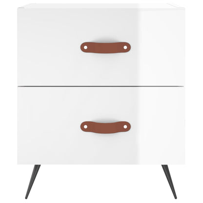Nachtkastje 40X35X47,5 Cm Bewerkt Hout Hoogglans Wit