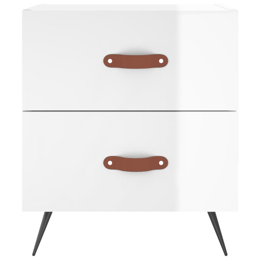 Nachtkastje 40X35X47,5 Cm Bewerkt Hout Hoogglans Wit