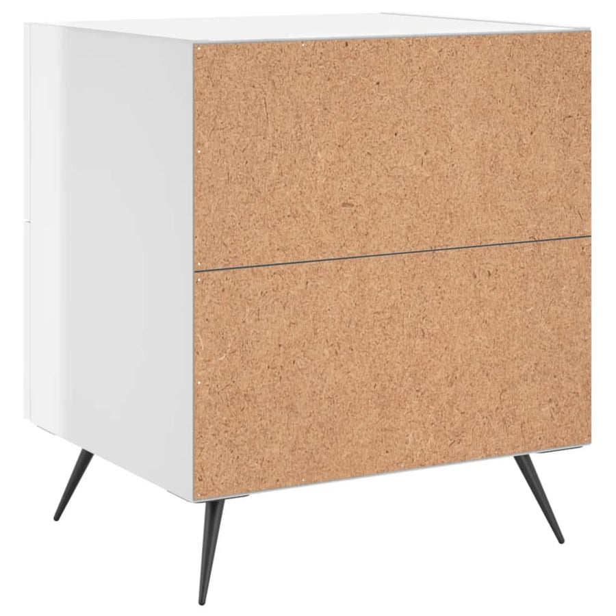 Nachtkastje 40X35X47,5 Cm Bewerkt Hout Hoogglans Wit