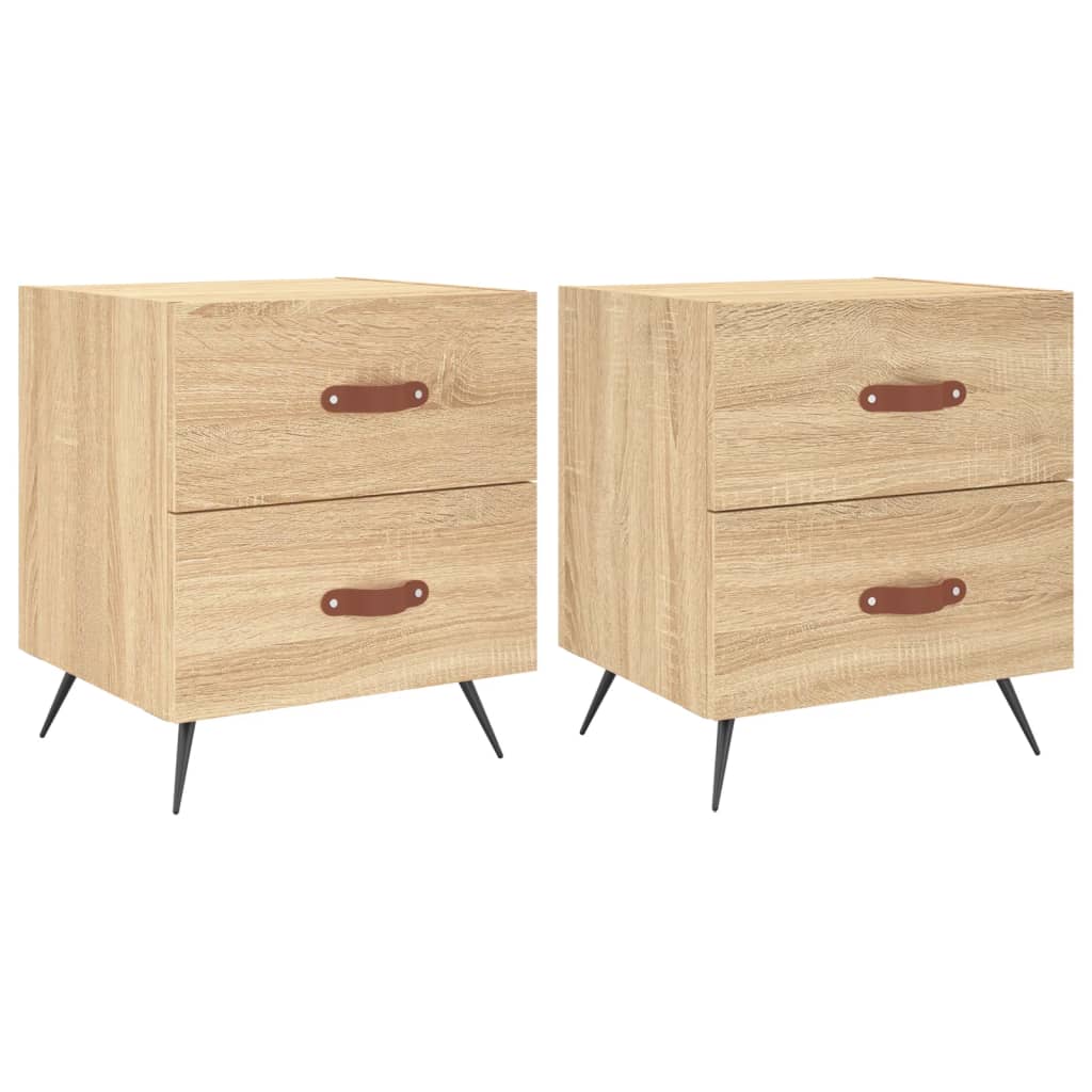 Nachtkastjes 2 St 40X35X47,5 Cm Bewerkt Hout Sonoma Eikenkleur