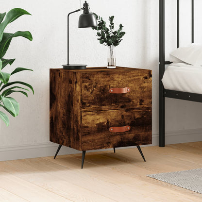Nachtkastje 40X35X47,5 Cm Bewerkt Hout Gerookt Eikenkleurig