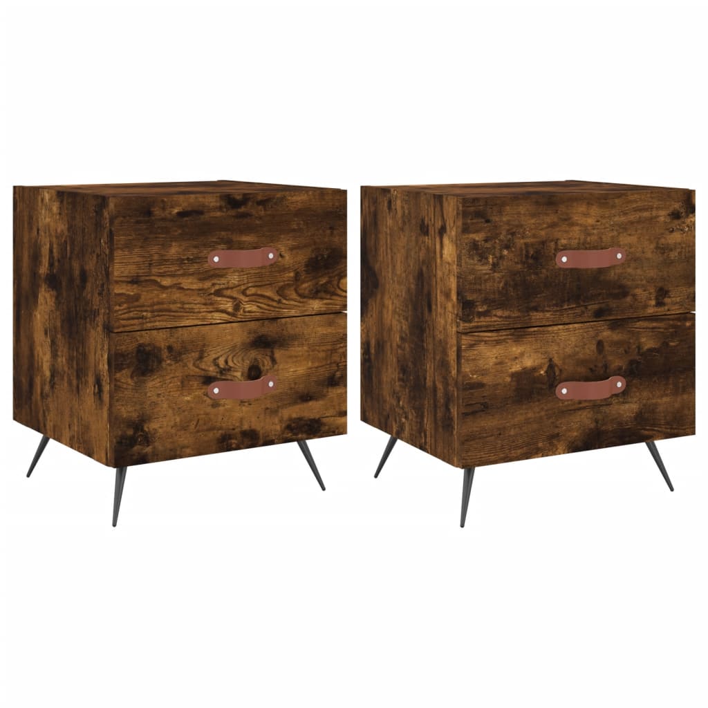 Nachtkastjes 2 St 40X35X47,5 Cm Bewerkt Hout Gerookt Eikenkleur