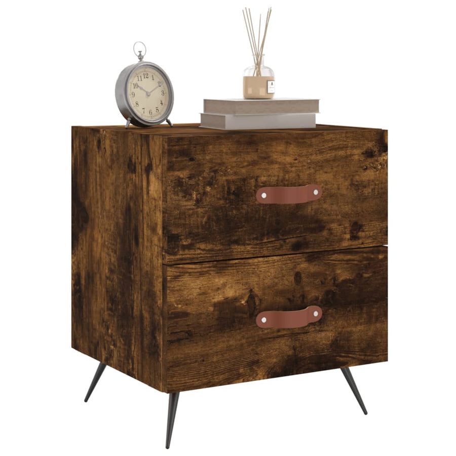 Nachtkastjes 2 St 40X35X47,5 Cm Bewerkt Hout Gerookt Eikenkleur