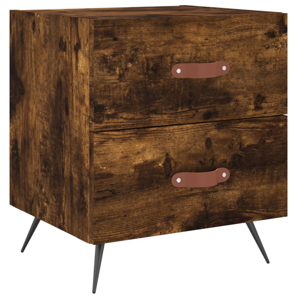 Nachtkastjes 2 St 40X35X47,5 Cm Bewerkt Hout Gerookt Eikenkleur