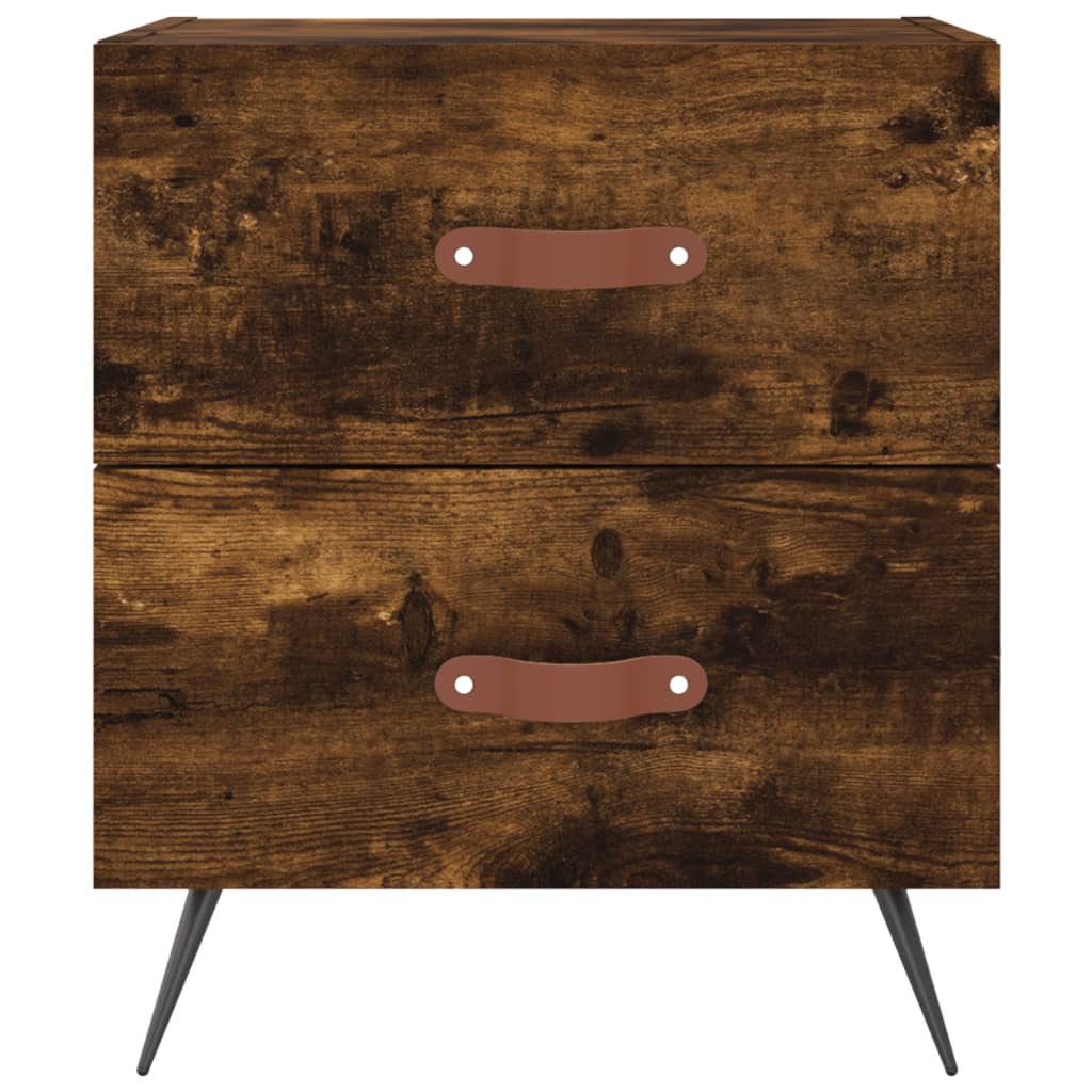 Nachtkastjes 2 St 40X35X47,5 Cm Bewerkt Hout Gerookt Eikenkleur