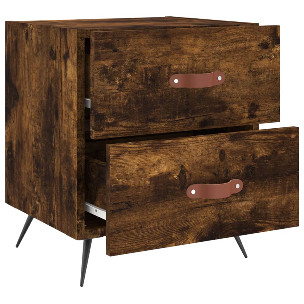Nachtkastjes 2 St 40X35X47,5 Cm Bewerkt Hout Gerookt Eikenkleur