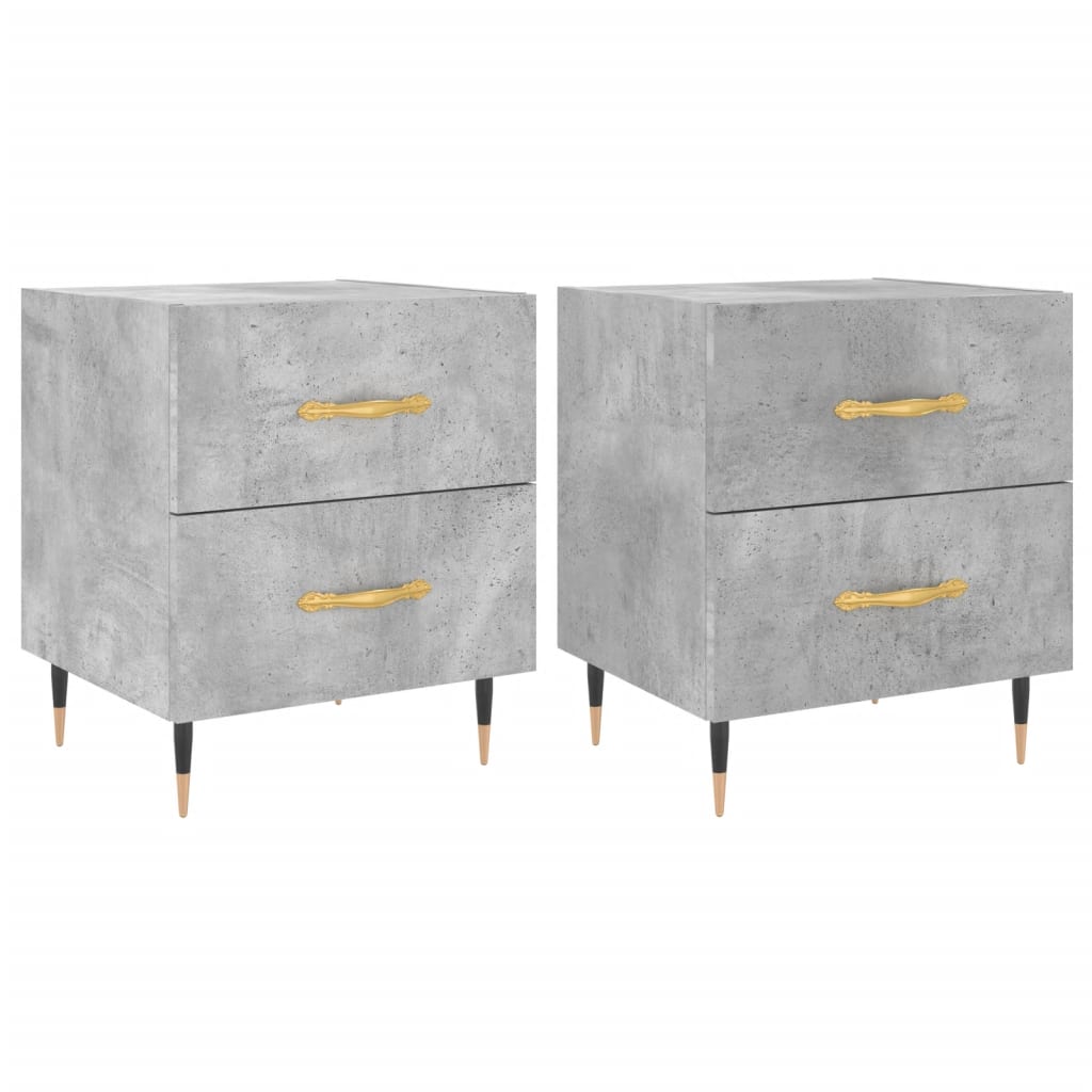Nachtkastjes 2 St 40X35X47,5 Cm Bewerkt Hout Betongrijs